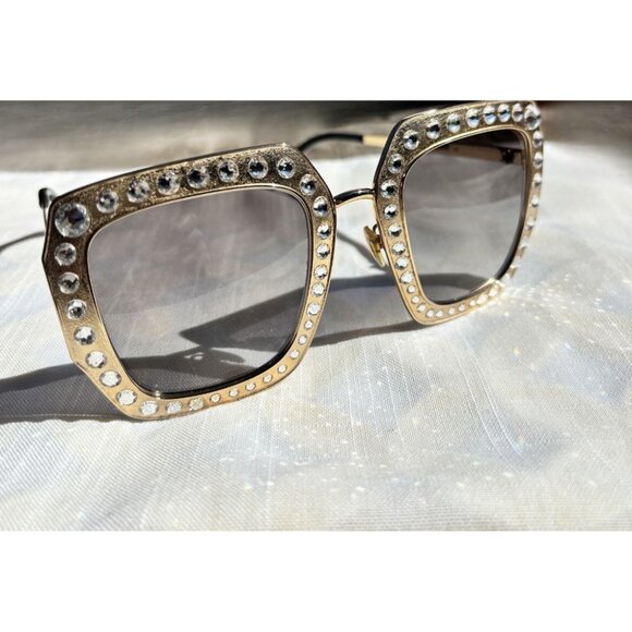 Authentic Gucci Crystal Studded Square Sunglasses GG0114S Made in Italy main image 5